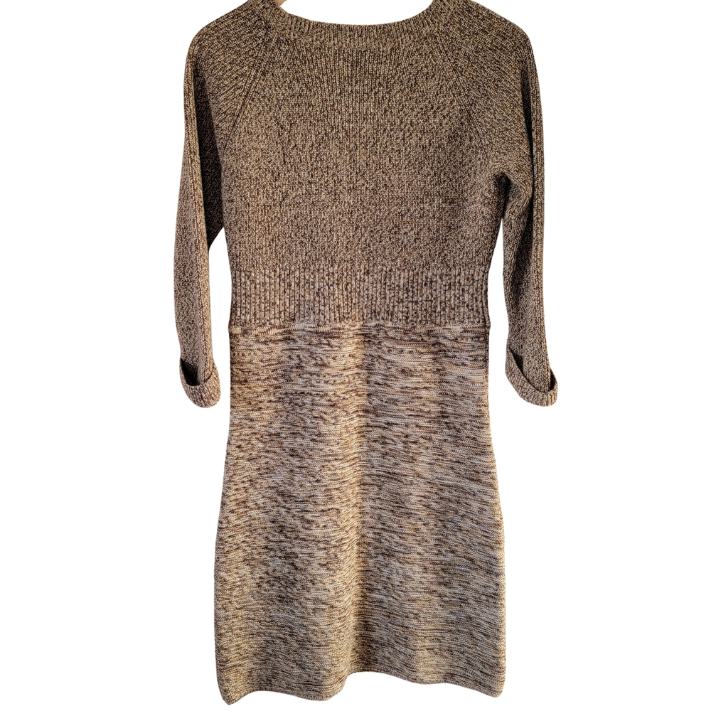Maggy London Marled Knit Sweater Dress Cuffed Sleeves Merino Wool Blend NWOT - Picture 2 of 13